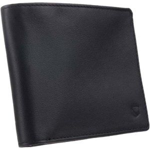 Leather Signal Blocking Bi-Fold Wallet 6 Card Slots & Large Money Pocket-Black